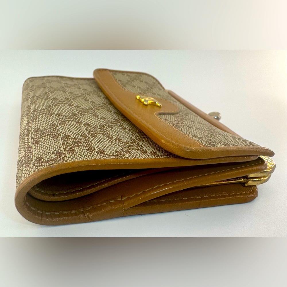 Celine French Kisslock Wallet Brown Macadam Canvas Celine Triomphe Authentic - Picture 3 of 13